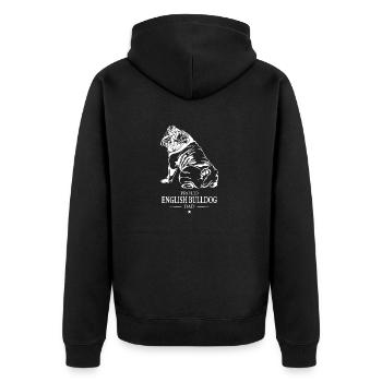 English Bulldog Dad Englische Bulldogge Wilsigns - Unisex Premium Organic Zip Hoodie - black - Back - Nico (187cm)