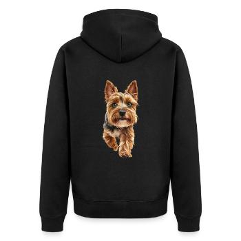 Yorkshire Terrier - Unisex Premium Bio Zip Hoodie - Schwarz - Hinten - Nico (187cm)
