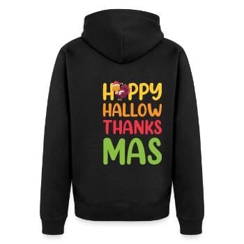 Weihnachten Santa Claus Merry Christmas - Unisex Premium Bio Zip Hoodie - Schwarz - Hinten - Nico (187cm)