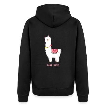 Le lama garde son calme - Veste à capuche bio Premium Unisexe - noir - Dos - Nico (187cm)