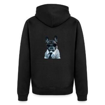 Mignon tyran de style mafia français bouledogue - Veste à capuche bio Premium Unisexe - noir - Dos - Nico (187cm)
