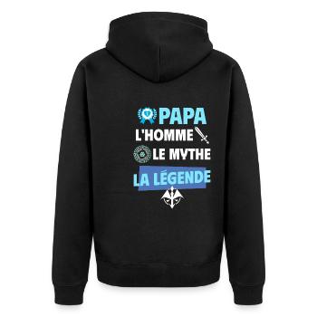 Papa homme mythe légende. - Veste à capuche bio Premium Unisexe - noir - Dos - Nico (187cm)