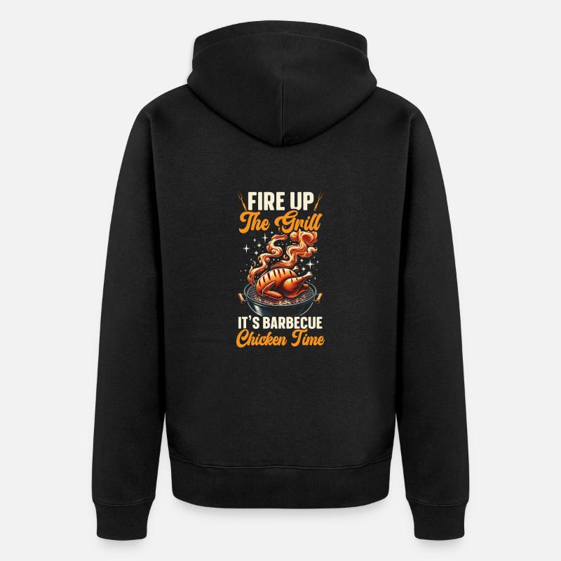 Chicken Barbecue Barbeque Grillen Bbq - Unisex Premium Bio Zip Hoodie - Schwarz