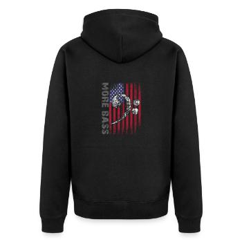 Amerikanische Flagge und Bassschlüssel - Unisex Premium Bio Zip Hoodie - Schwarz - Hinten - Nico (187cm)
