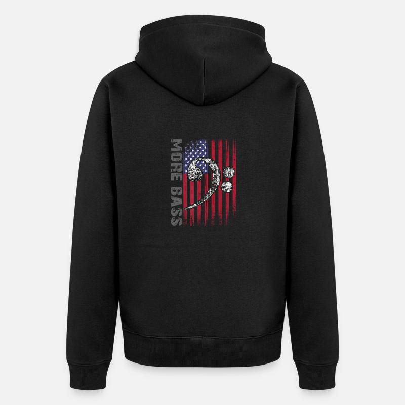 Drapeau américain et clé basse - Veste à capuche bio Premium Unisexe - noir