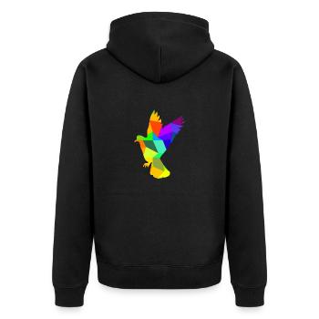 Taube Vogel Regenbogen Tiere Polygon - Unisex Premium Bio Zip Hoodie - Schwarz - Hinten - Nico (187cm)