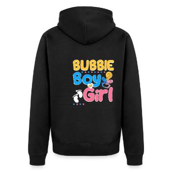 Pink or Blue Bubby Loves You Jewish Grandmother - Unisex Premium Bio Zip Hoodie - Schwarz - Hinten - Nico (187cm)