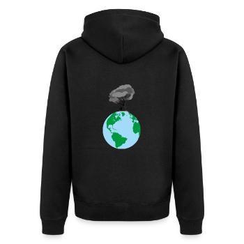 Rette den Planeten noch heute - Unisex Premium Bio Zip Hoodie - Schwarz - Hinten - Nico (187cm)