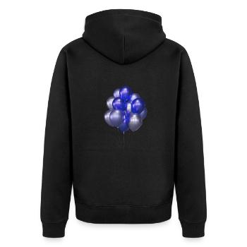 ballons,blaue ballons,geburtstag,silber - Unisex Premium Bio Zip Hoodie - Schwarz - Hinten - Nico (187cm)