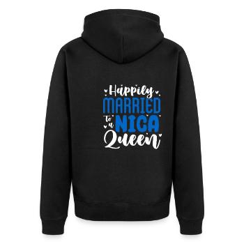 Happily Married To A Nica Queen Husband Nicaraguan - Unisex Premium Organic Zip Hoodie - black - Back - Nico (187cm)