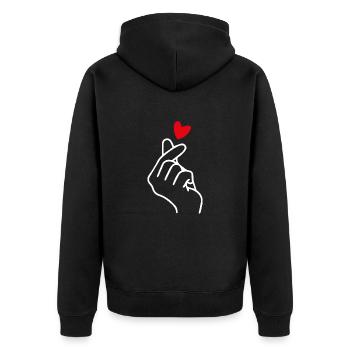 Heart Hand Sign Symbol K-pop K Drama Korea - Unisex Premium Organic Zip Hoodie - black - Back - Nico (187cm)