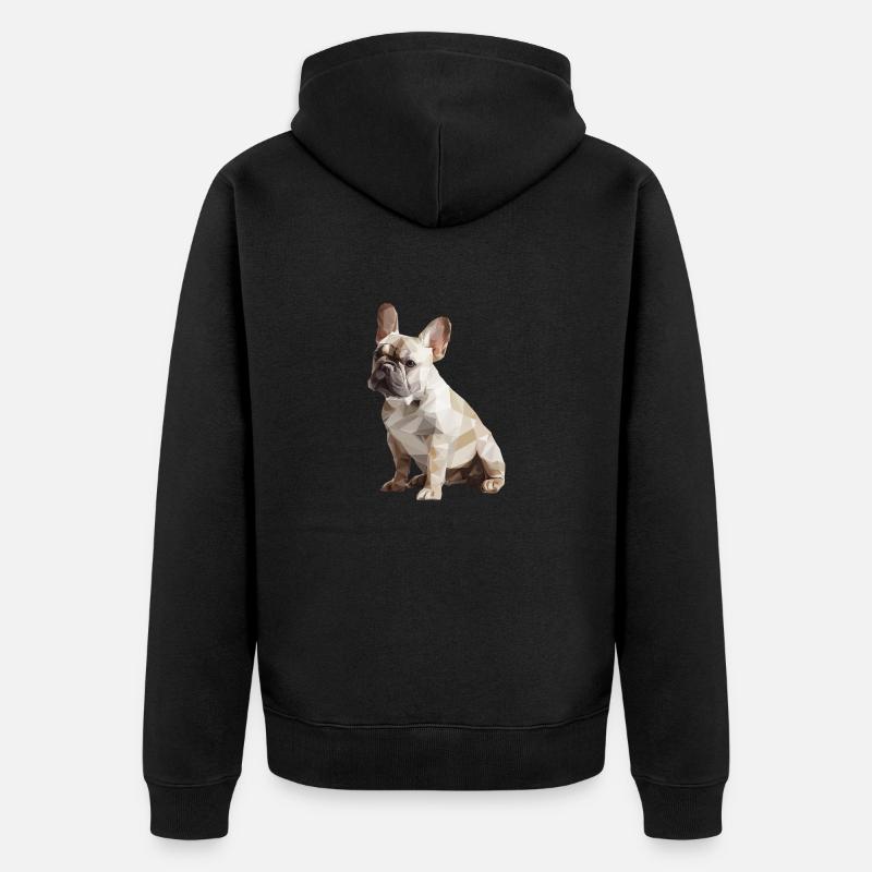 Bouledogue français Low Poly Design - Veste à capuche bio Premium Unisexe - noir