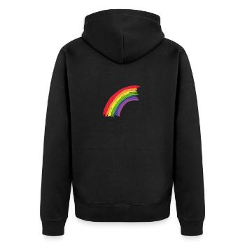 Regenbogen - Unisex Premium Bio Zip Hoodie - Schwarz - Hinten - Nico (187cm)