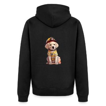 Pompier mignon labrador - Veste à capuche bio Premium Unisexe - noir - Dos - Nico (187cm)