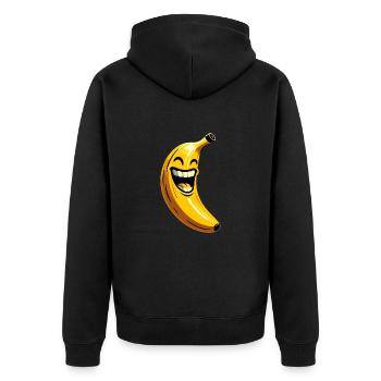 LAUGHING BANANA HAPPY FRUIT HAPPY SMILE JOKE - Unisex Premium Organic Zip Hoodie - black - Back - Nico (187cm)