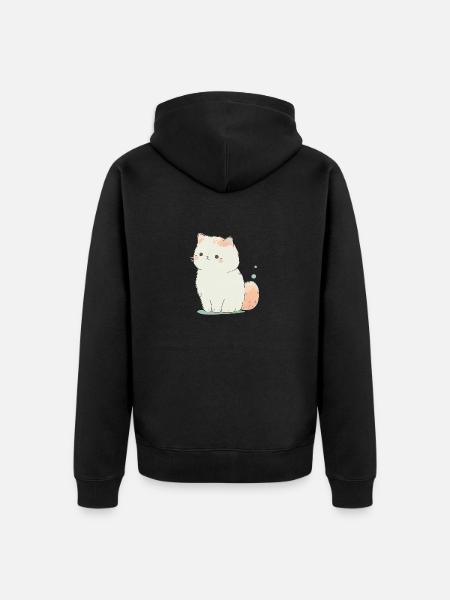 Cute pastel cat - Unisex Premium Organic Zip Hoodie - black