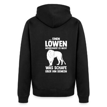 Löwe Löwen - Unisex Premium Bio Zip Hoodie - Schwarz - Hinten - Nico (187cm)