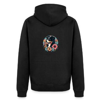 Berger australien noir tri pastel rétro fleurs - Veste à capuche bio Premium Unisexe - noir - Dos - Nico (187cm)
