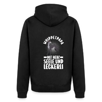 Hund Hundepapa Vater Whippetpapa Whippet - Unisex Premium Bio Zip Hoodie - Schwarz - Hinten - Nico (187cm)