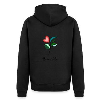 MAMIE. FÊTE DES MÈRES. BONNE FÊTE MAMIE. JE T'AIME - Veste à capuche bio Premium Unisexe - noir - Dos - Nico (187cm)