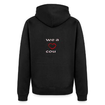 We are a couple - left side - Unisex Premium Organic Zip Hoodie - black - Back - Nico (187cm)