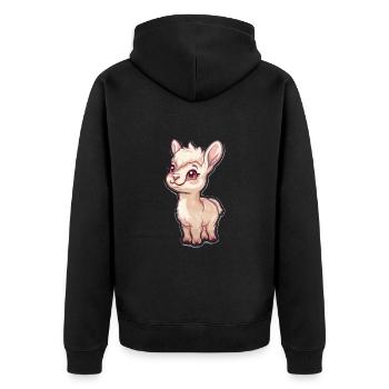 Alpaka Lama für Alpakaliebhaber - Unisex Premium Bio Zip Hoodie - Schwarz - Hinten - Nico (187cm)