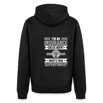 Ich bin ein Versicherungskaufmann Beruf Job - Unisex Premium Bio Zip Hoodie - Schwarz - Hinten - Nico (187cm)