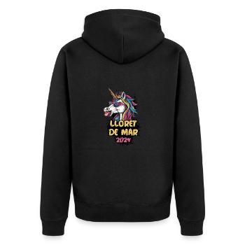 Lloret De Mar 2024 Unicorn - Unisex Premium Organic Zip Hoodie - black - Back - Nico (187cm)