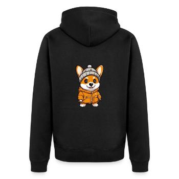 Chien Corgi Hiver - Veste à capuche bio Premium Unisexe - noir - Dos - Nico (187cm)
