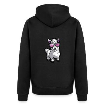 Animal lama alpaga - Veste à capuche bio Premium Unisexe - noir - Dos - Nico (187cm)