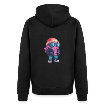 Qualle Cool Comic - Unisex Premium Bio Zip Hoodie - Schwarz - Hinten - Nico (187cm)