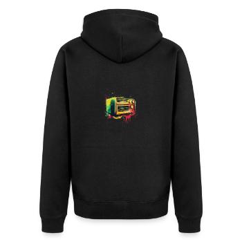 Antikes Radio aus den 1950er Jahren - Unisex Premium Bio Zip Hoodie - Schwarz - Hinten - Nico (187cm)