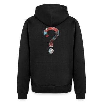 Abstract Question Mark - Unisex Premium Bio Zip Hoodie - Schwarz - Hinten - Nico (187cm)