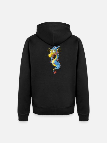 drache - Unisex Premium Bio Zip Hoodie - Schwarz