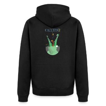 CrocoCanyon - Unisex Premium Bio Zip Hoodie - Schwarz - Hinten - Nico (187cm)