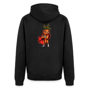 Super Karotte - Unisex Premium Bio Zip Hoodie - Schwarz - Hinten - Nico (187cm)