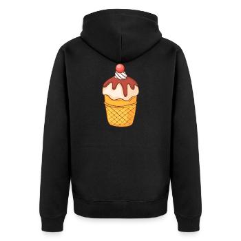 Eis Speiseeis Eiskrem Eiscreme Kugeleis Eisbecher - Unisex Premium Bio Zip Hoodie - Schwarz - Hinten - Nico (187cm)