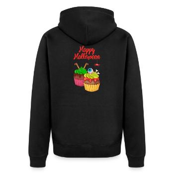 Halloween Cupcake Muffin Kuchen Backen Süßigkeiten - Unisex Premium Bio Zip Hoodie - Schwarz - Hinten - Nico (187cm)