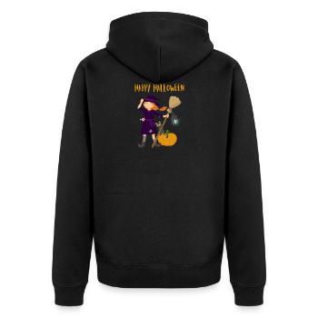 Hexe Happy Halloween 1 - Unisex Premium Bio Zip Hoodie - Schwarz - Hinten - Nico (187cm)