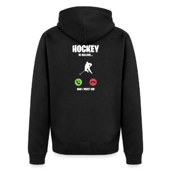 J’ai besoin d’un cadeau de hockey - Veste à capuche bio Premium Unisexe - noir - Dos - Nico (187cm)