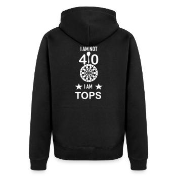 40. Geburtstag Dart Tops Geschenk - Unisex Premium Bio Zip Hoodie - Schwarz - Hinten - Nico (187cm)