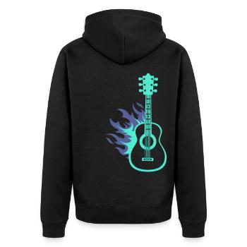 Gitarre - Unisex Premium Bio Zip Hoodie - Schwarz - Hinten - Nico (187cm)