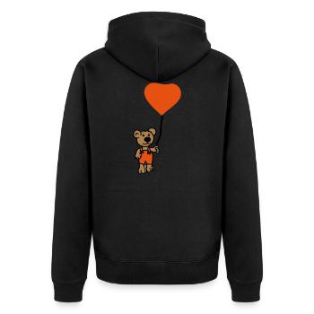 Bär mit Ballon - Unisex Premium Bio Zip Hoodie - Schwarz - Hinten - Nico (187cm)