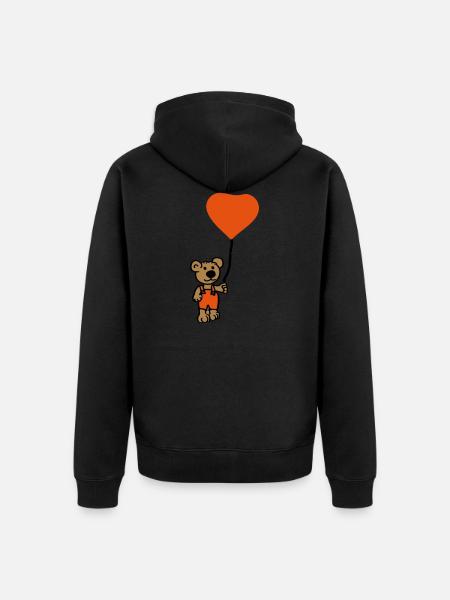 bear with baloon - Unisex Premium Organic Zip Hoodie - black