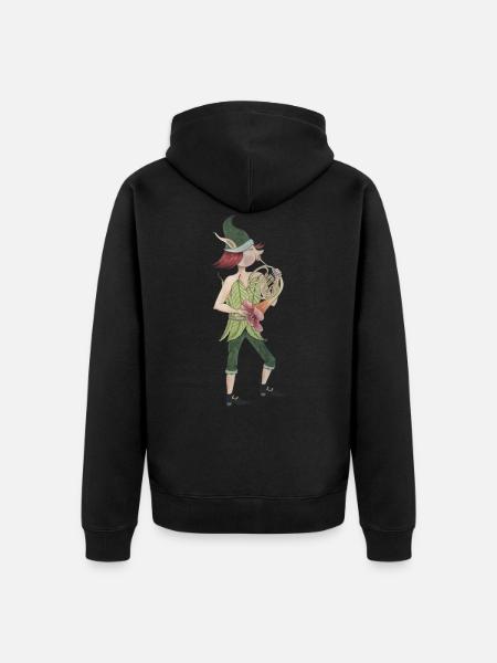 Fantasy Horn - Unisex Premium Organic Zip Hoodie - black