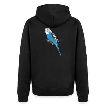 Perruche bleue / Blue Budgie III - Veste à capuche bio Premium Unisexe - noir - Dos - Nico (187cm)