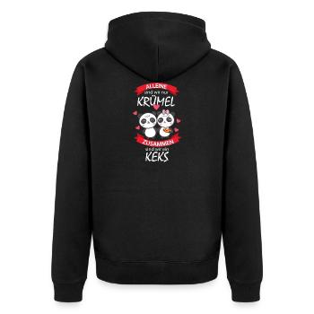Süßes Pandapärchen mit Liebesspruch - Unisex Premium Bio Zip Hoodie - Schwarz - Hinten - Nico (187cm)