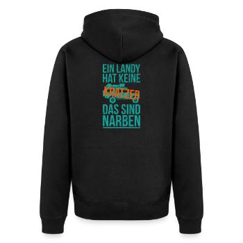 Landy kratzer narben Geschenk Offroad Fahrzeug - Unisex Premium Bio Zip Hoodie - Schwarz - Hinten - Nico (187cm)
