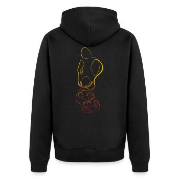 Lioness and lion cubs singlelinework - Unisex Premium Organic Zip Hoodie - black - Back - Nico (187cm)