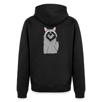 Le raton laveur mignon montre un cadeau de doigt du majeur - Veste à capuche bio Premium Unisexe - noir - Dos - Nico (187cm)